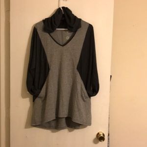 Gray and black hoodie